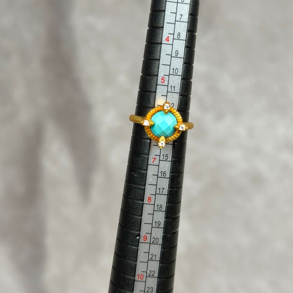 Freida Rothman BOHO Turquoise CZ 14K Gold over Sterling Silver Ring Size 6